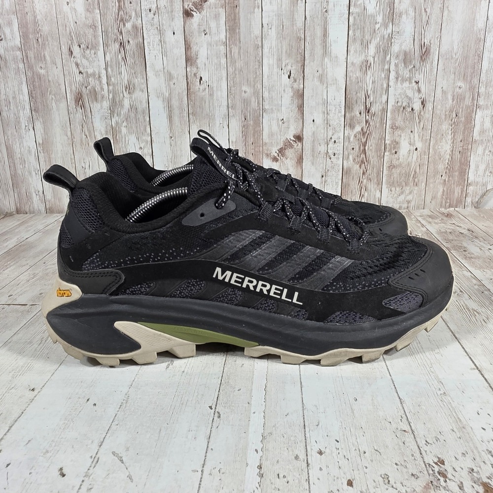Merrell Moab Speed 2 Mens Black Asphalt Trail Running Hiking Shoes Size 12